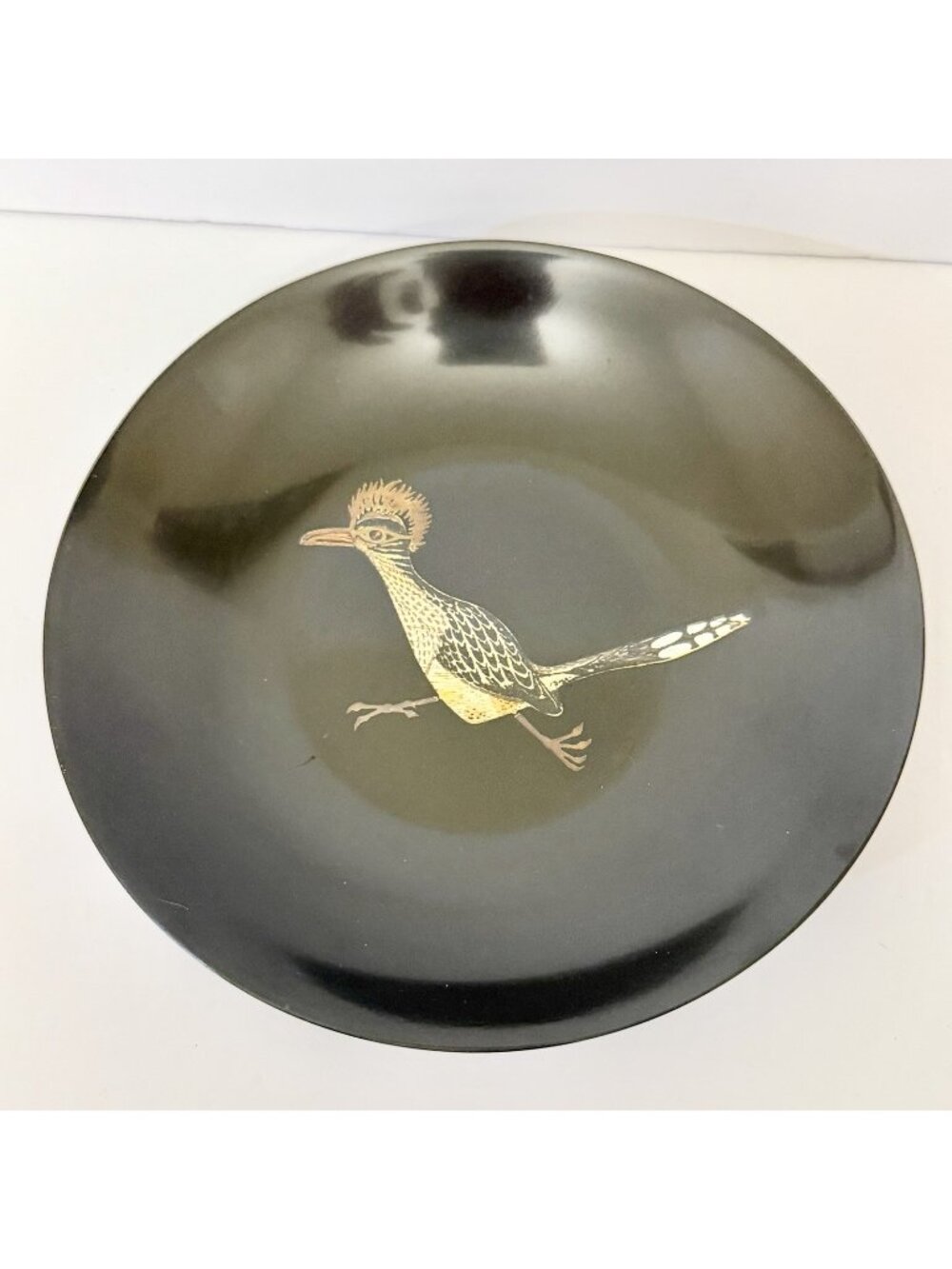 Vintage Couroc Roadrunner 8” Serving Tray Black Inlay Monterey California MCM